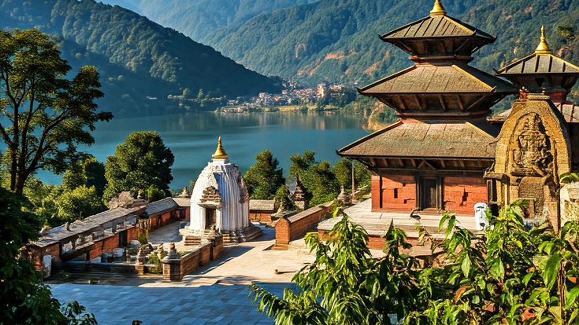 al paso de pokhara durante el viaje a Nepal